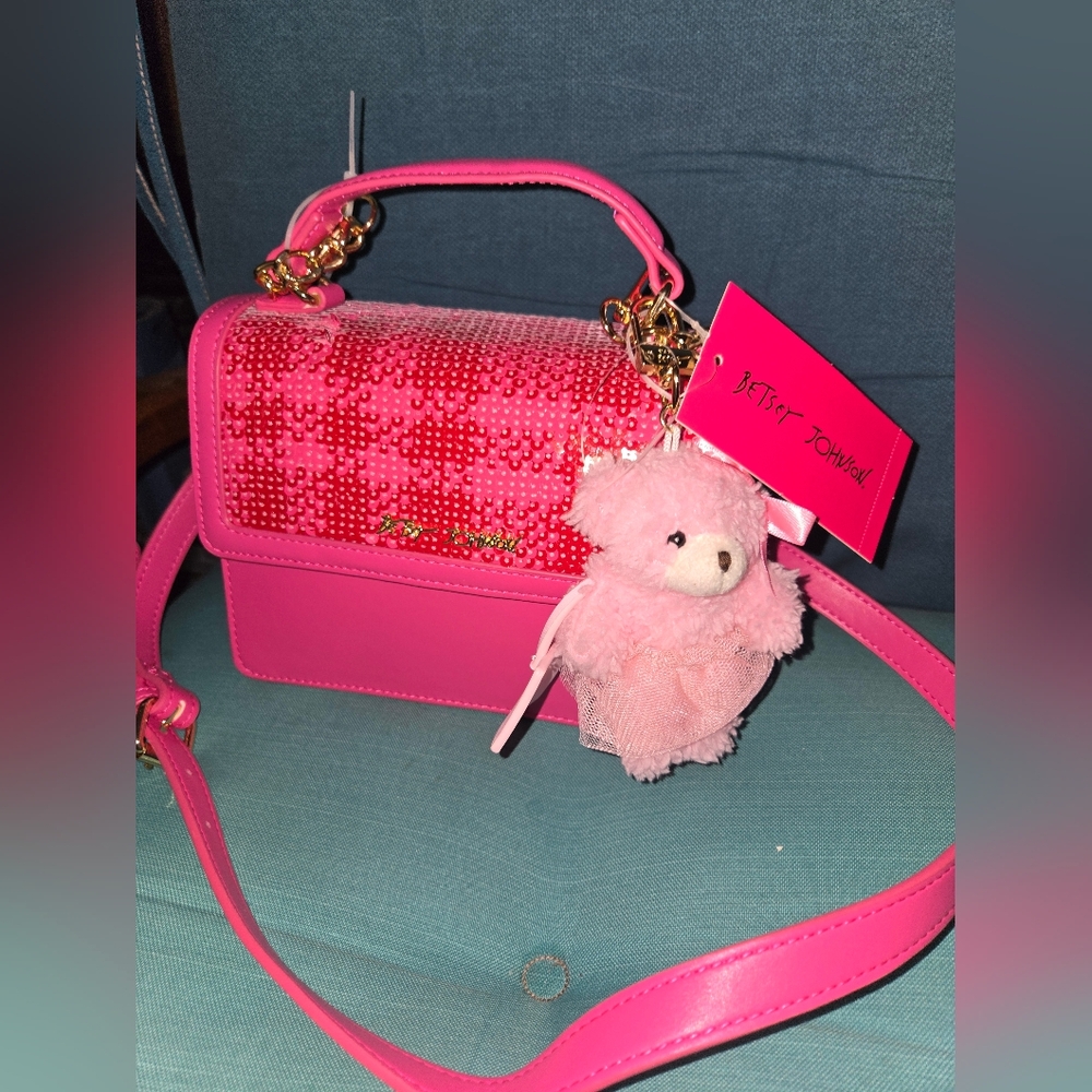 Betsey Johnson Handbag/Crossbody with Plush Bear Charm